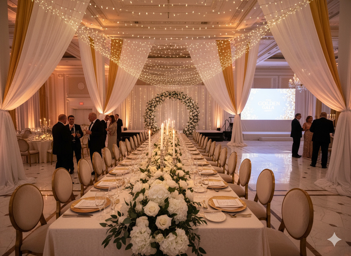 Professional event styling and decoration setup